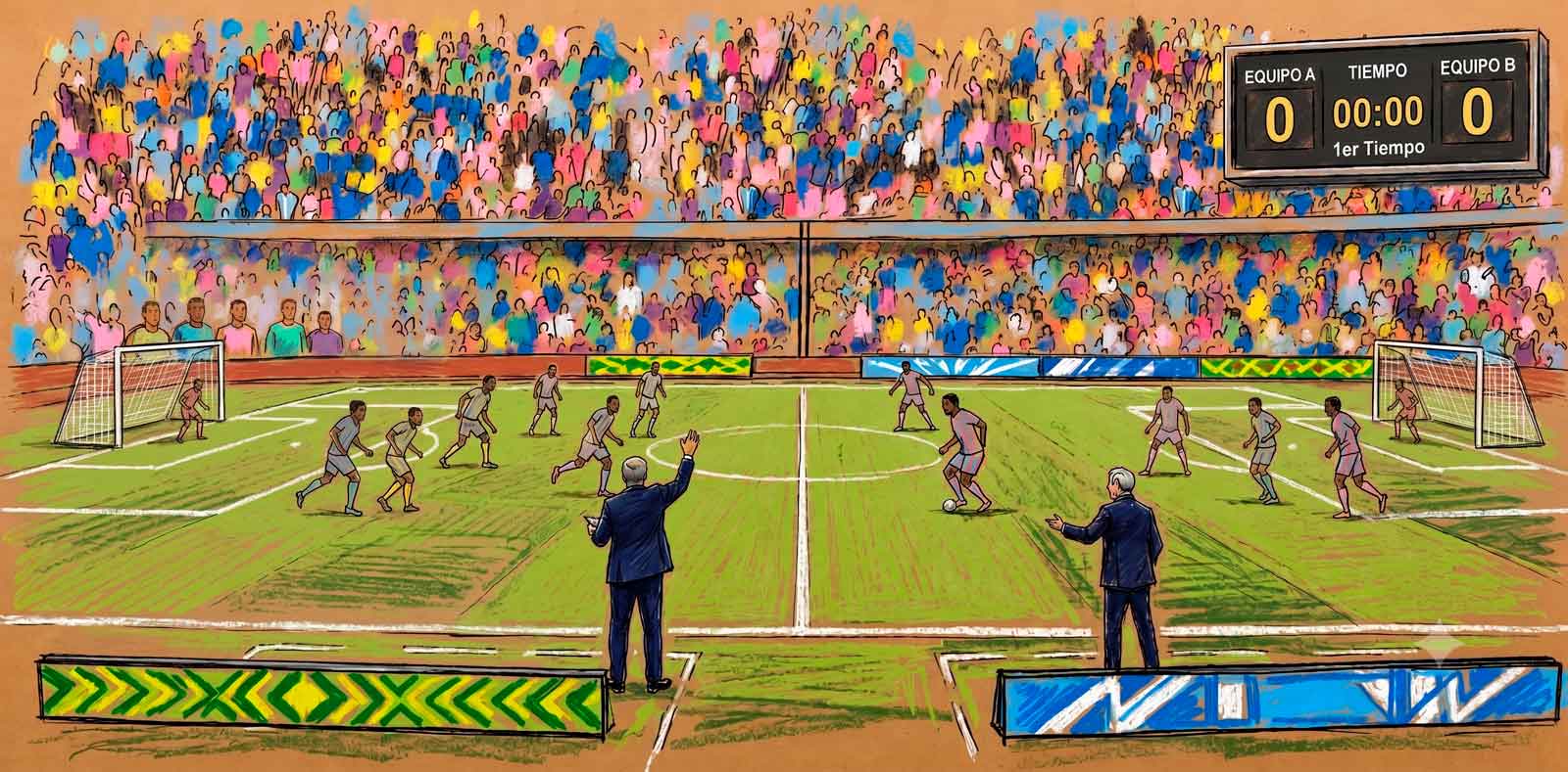 Ilustración del inicio del partido